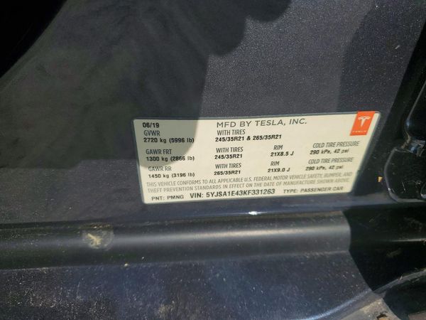 2019 TESLA MODEL S
