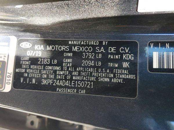 2020 KIA FORTE FE, LXS