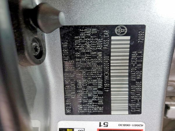 2019 TOYOTA CAMRY L/LE/SE/XLE