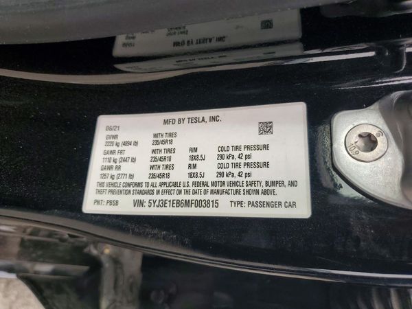 2021 TESLA MODEL 3
