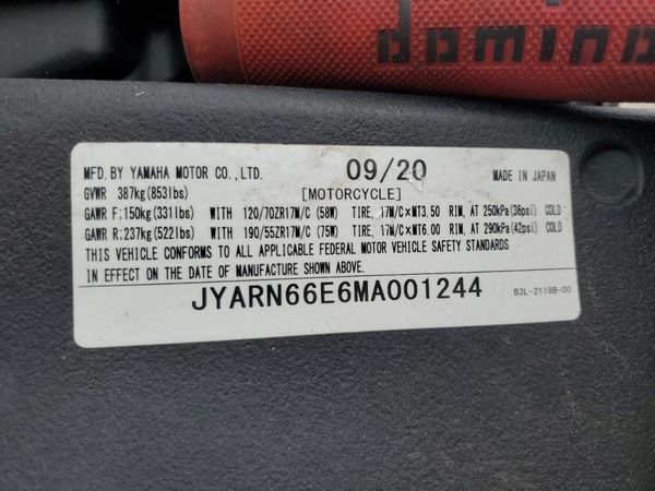 2021 YAMAHA YZF1000 — VINS