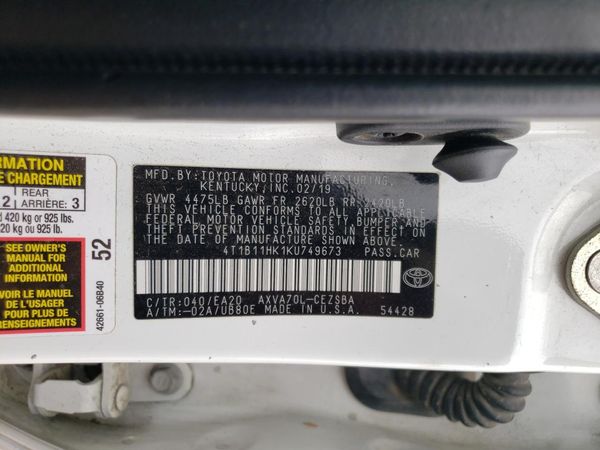2019 TOYOTA CAMRY L/LE/SE/XLE