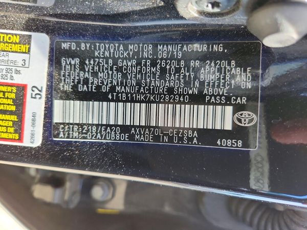 2019 TOYOTA CAMRY