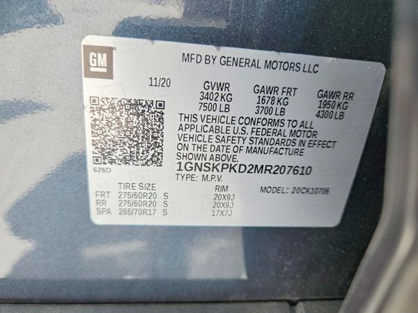 2021 CHEVROLET TAHOE Z71 — VINS