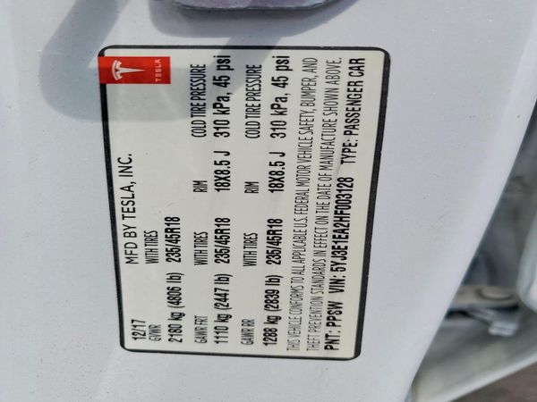 2017 TESLA MODEL 3