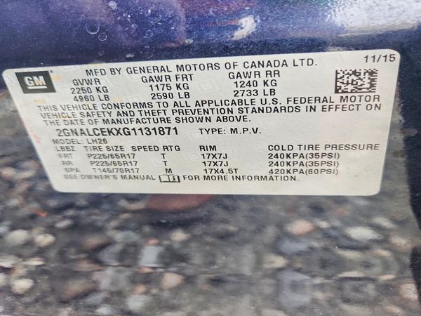 2016 CHEVROLET EQUINOX LT