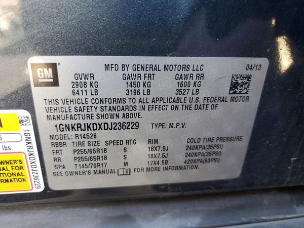 2013 CHEVROLET TRAVERSE 2LT