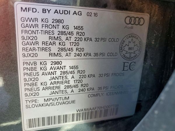 2017 AUDI Q7 S Line quattro Technik