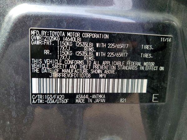 2015 TOYOTA RAV4 XLE (M Grade)