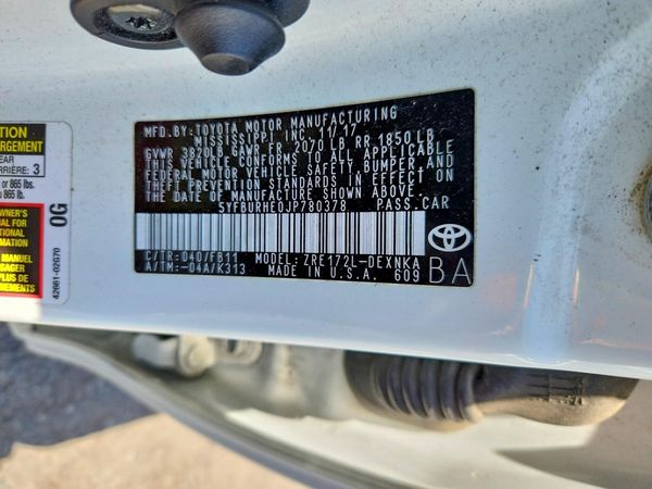 2018 TOYOTA COROLLA L/LE/SE/XLE/XSE