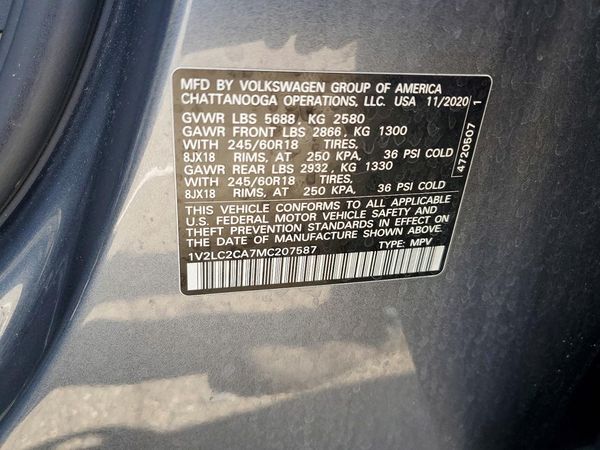 2021 VOLKSWAGEN ATLAS CROSS SPORT 4Motion SE