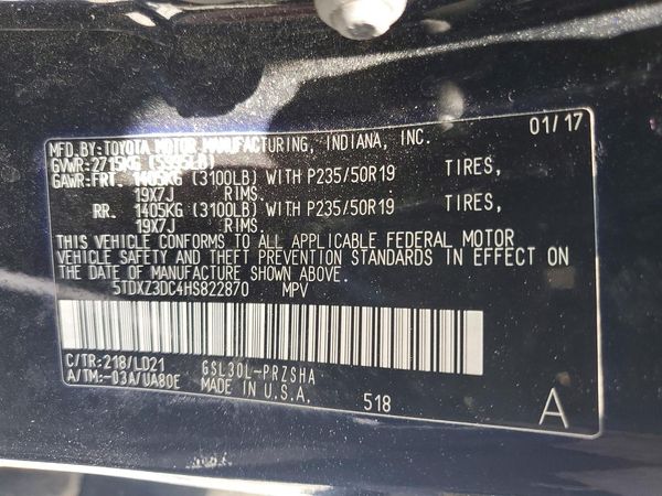 2017 TOYOTA SIENNA SE/SE Premium — VINS