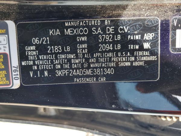 2021 KIA FORTE FE, LXS