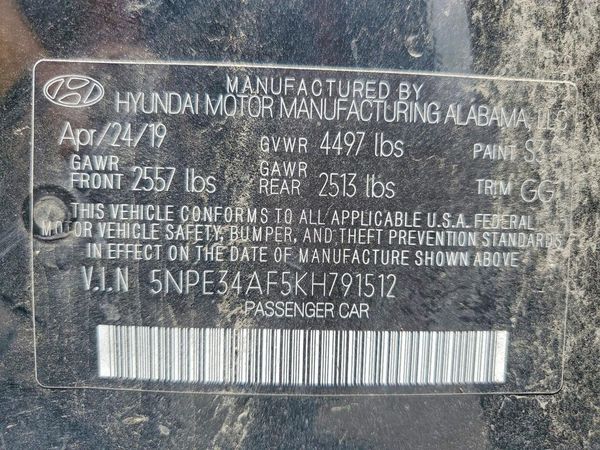 2019 HYUNDAI SONATA