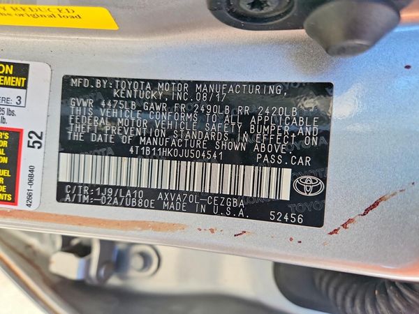 2018 TOYOTA CAMRY L/LE/SE/XLE