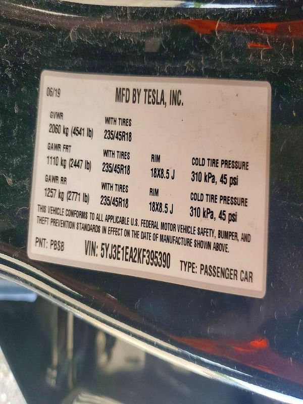 2019 TESLA MDL 3