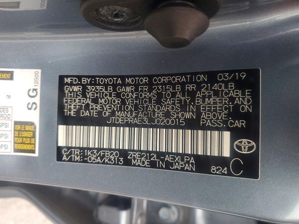 2020 TOYOTA COROLLA LE
