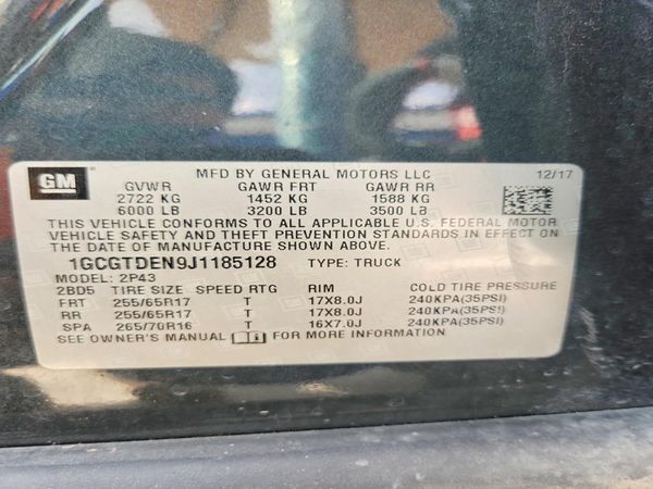 2018 CHEVROLET COLORADO Z71