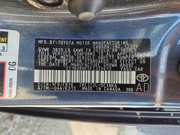 2015 TOYOTA COROLLA L/LE