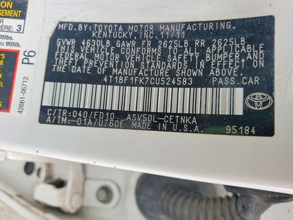 2012 TOYOTA CAMRY