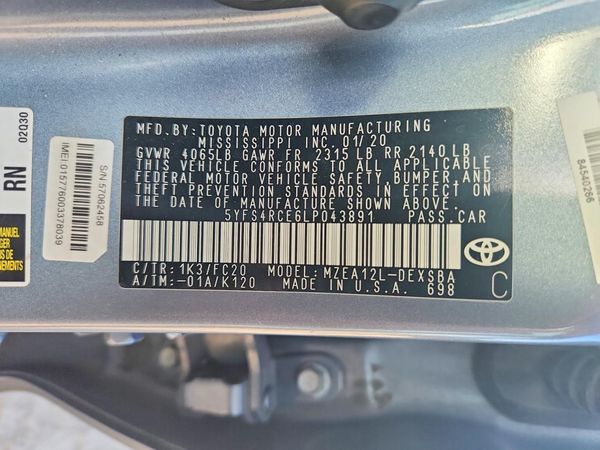 2020 TOYOTA COROLLA SE, CVT