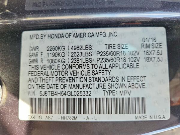 2016 ACURA RDX