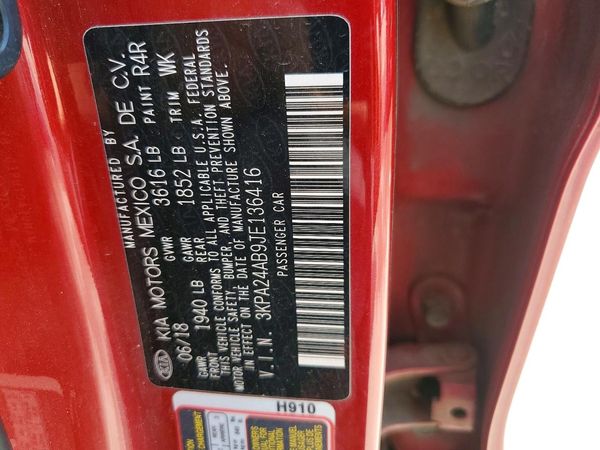 2018 KIA RIO LX, S