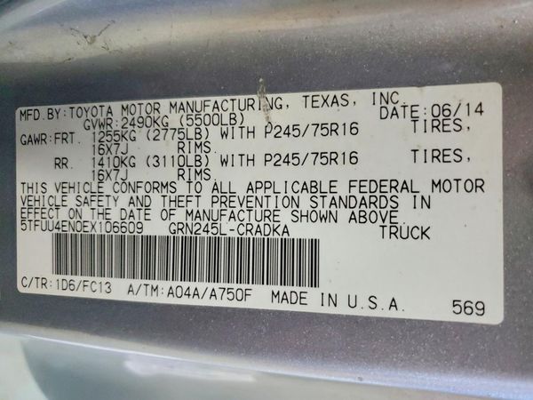 2014 TOYOTA TACOMA Delux Grade