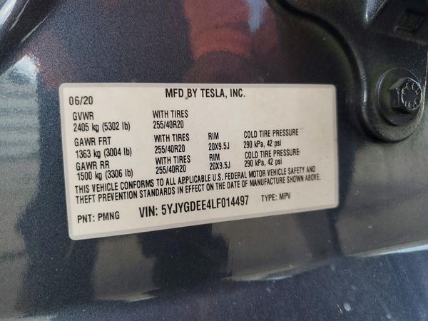 2020 TESLA MODEL Y