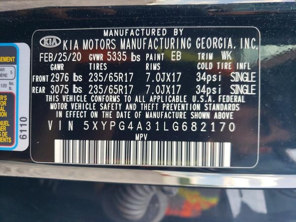 2020 KIA SORENTO L, LX, S