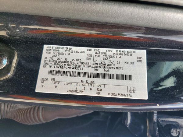 2022 FORD F150 SuperCrew