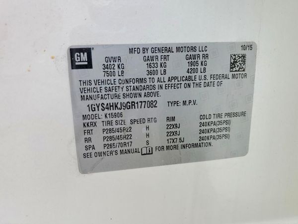 2016 CADILLAC ESCALADE ESV Luxury — VINS