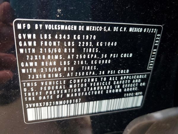 2022 VOLKSWAGEN TAOS