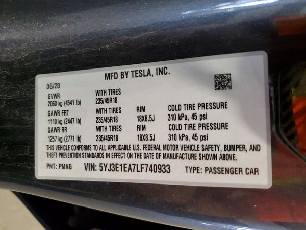 2020 TESLA MODEL 3