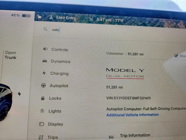 2021 TESLA MODEL Y — ODOM