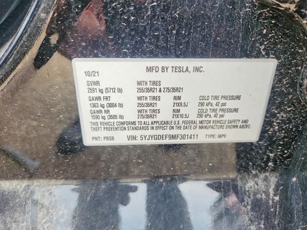 2021 TESLA MODEL Y — VINS