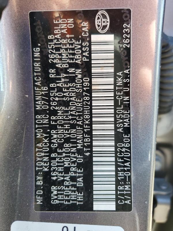 2017 TOYOTA CAMRY LE/SE/XLE/XSE