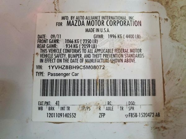 2012 MAZDA 6 Sport/GS — VINS
