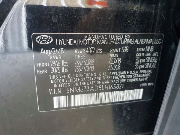 2020 HYUNDAI SANTA FE SEL