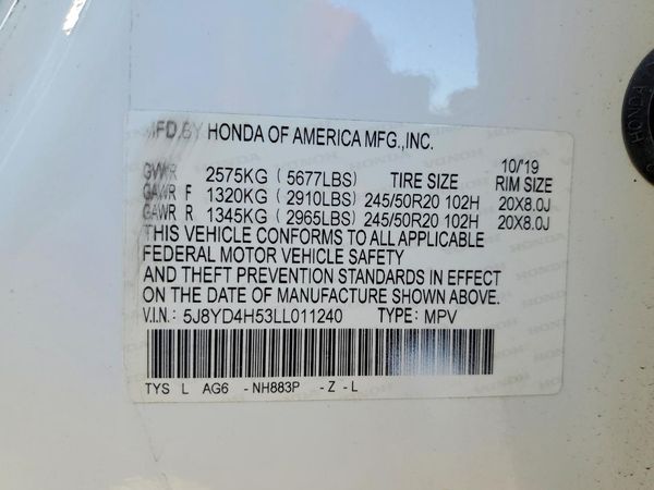 2020 ACURA MDX SH-AWD TECH 7P