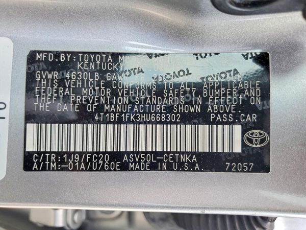 2017 TOYOTA CAMRY LE/SE/XLE/XSE — VINS