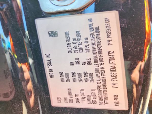2020 TESLA MODEL 3