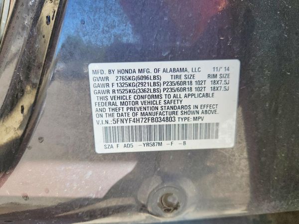 2015 HONDA PILOT EXL-N