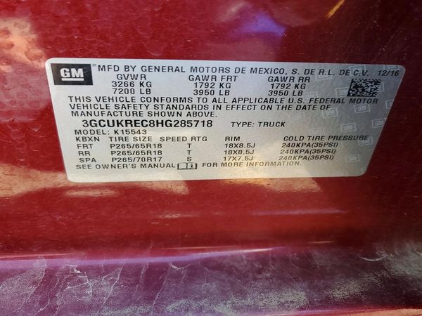 2017 CHEVROLET SILVERADO LT