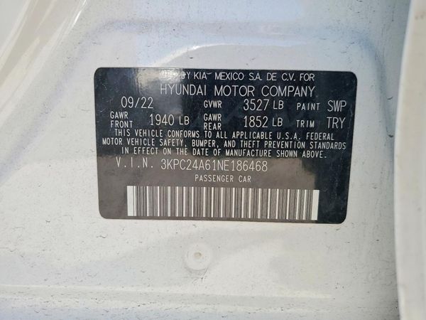 2022 HYUNDAI ACCENT SE, SEL