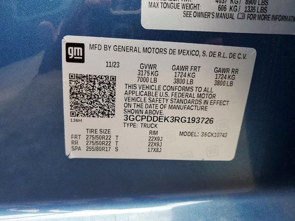 2024 CHEVROLET SILVERADO LT — VINS