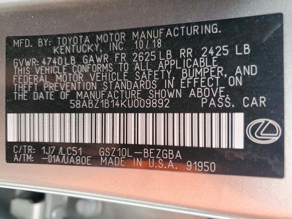 2019 LEXUS ES 350
