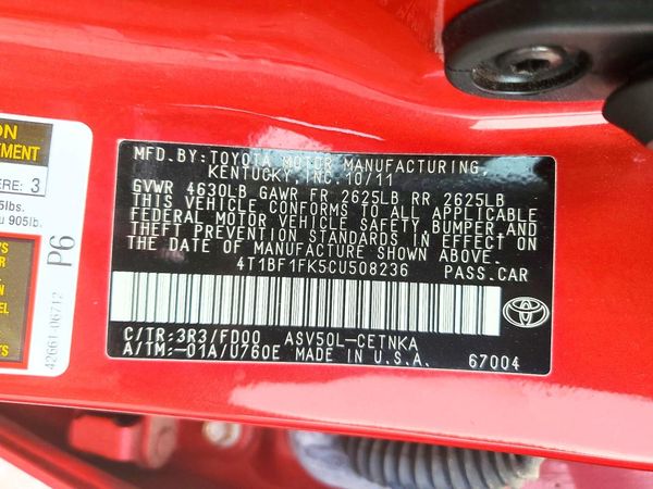 2012 TOYOTA CAMRY