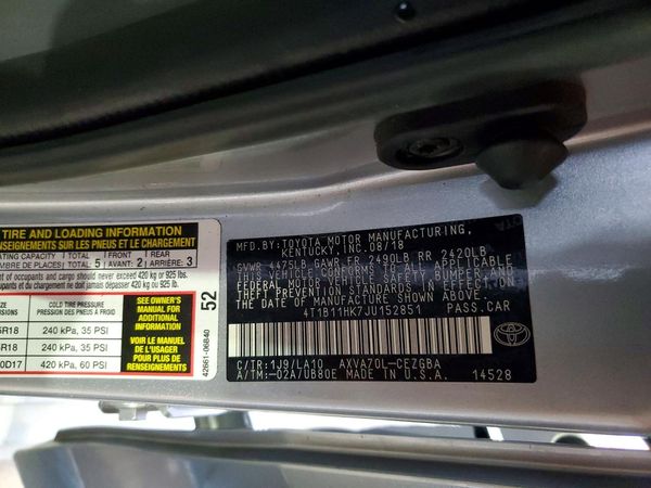 2018 TOYOTA CAMRY L/LE/SE/XLE