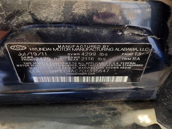 2012 HYUNDAI SONATA Middle level